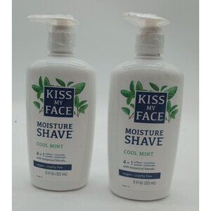 Kiss My Face Lot Pack Of 2 Moisture Shave Cool Mint 11 fl.oz 4 in 1 vegan soften